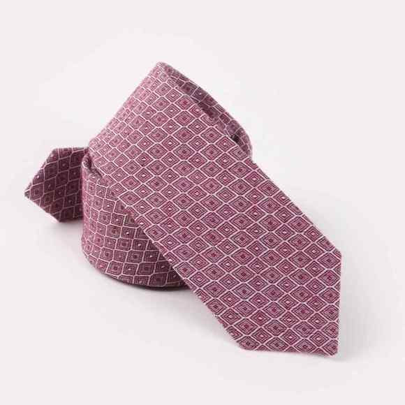 Mens Tie Red Patterned Necktie - Picture 1 of 2